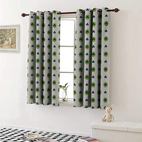 Floral Waterproof Window Curtain Clover Flowers Green Dots