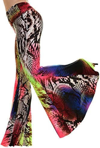 Uptown Apparel Bell Style Leg Palazzo Pants, Good for Tall, Curvy Women - Ships from U.S.A (S, Multi)