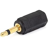 Monoprice 0.138 in TS Mono Plug a 0.138 in TRS Stereo Jack Adaptador - Chapado en Oro, Negro