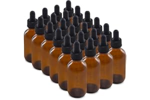 The Bottle Depot - 2 oz Glass Dropper Bottle - 24 Pack - Clear Amber - Tincture Bottles With Dropper