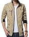 XueYin Men's Solid Cotton Casual Wear Stand Collar Jacket(Khaki,M size)