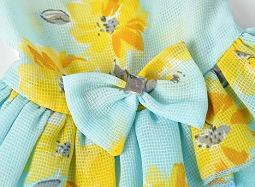 Minisoya Dog Cat Bow Tutu Dress Lace Skirt Pet Puppy Dog Princess Costume Apparel Clothes (Blue, M) - Thumbnail 6