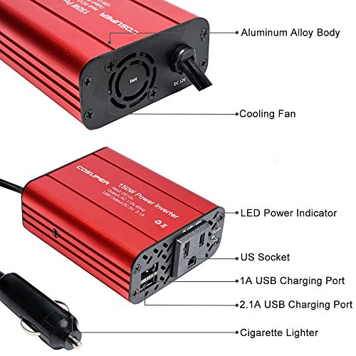 150 watt Power Inverter for Car Inverter 12v to 110v Dc to Ac Converter