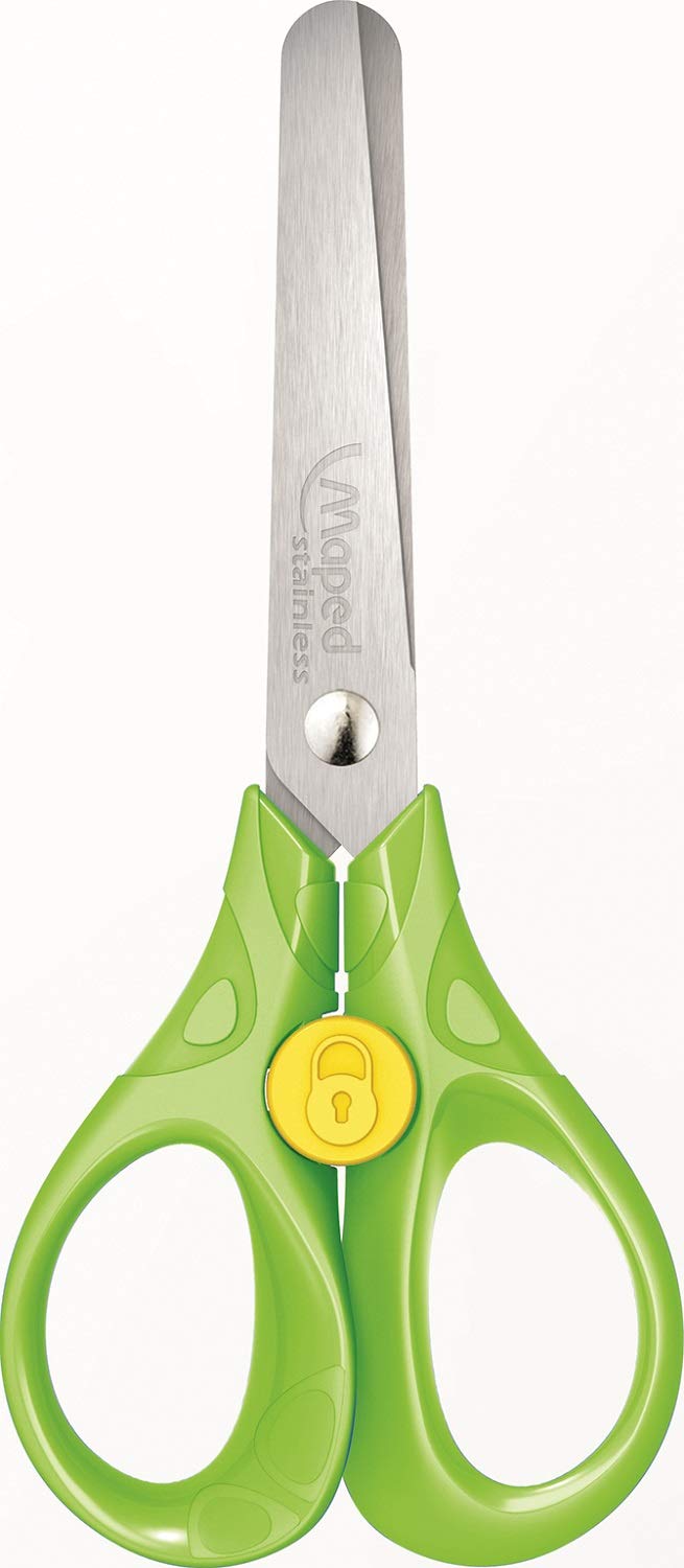 Maped Security Scissors with Blade Lock - 13 cm Scissors - Green