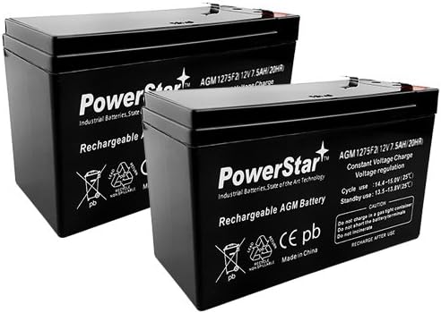 PowerStar 12v 7.5Ah Compatible with APC RBC124 (Battery) UPS Replacement Battery-2Pack