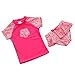 ASHERANGEL Toddler Girls 2 Piece Swimsuit Short Sleeve Peplum Rash Guard Set