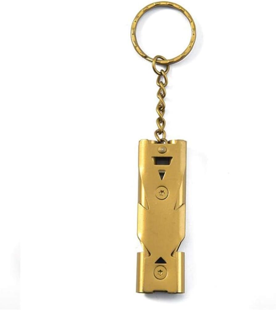 Sikeewii 3PCS Outdoors High Decibel Portable Keychain Whistle Stainless Steel Double Pipe Emergency Survival Whistle Multifunction Tool (Gold Color)