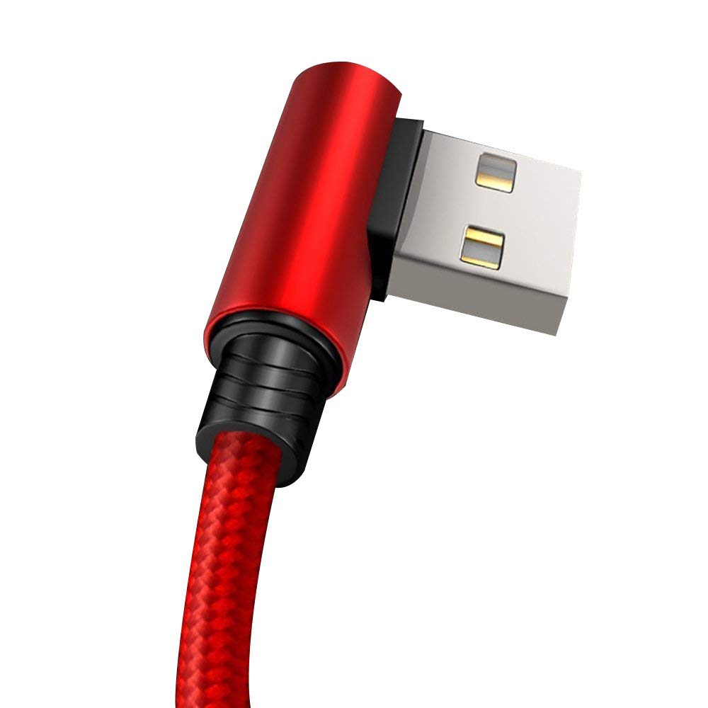 Fast USB Charger Cable[4.9FT],LYILIN 3 in 1 90 Degree iPhone Charger Cable with iPhone/Type C/Micro USB,Compatible with iPhone, iPad, Samsung S8/S8+ and More(Red)