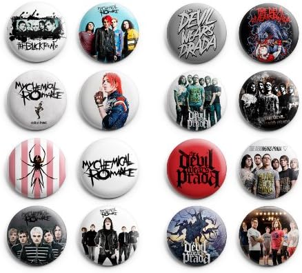 My Chemical Romance / The Devil Wears Prada Pinback Buttons 16Pcs 1.25 inch Best For Jacket,T-Shirts Mix Set
