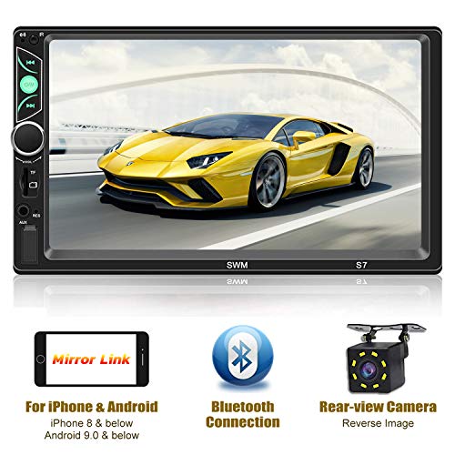 Double Din Car Stereo-7 inch Touch Screen,Compatible with BT TF USB MP5/4/3 Player FM Car Radio,Support Backup Rear View Camera, Mirror Link,Caller ID, Upgrade The Latest Version