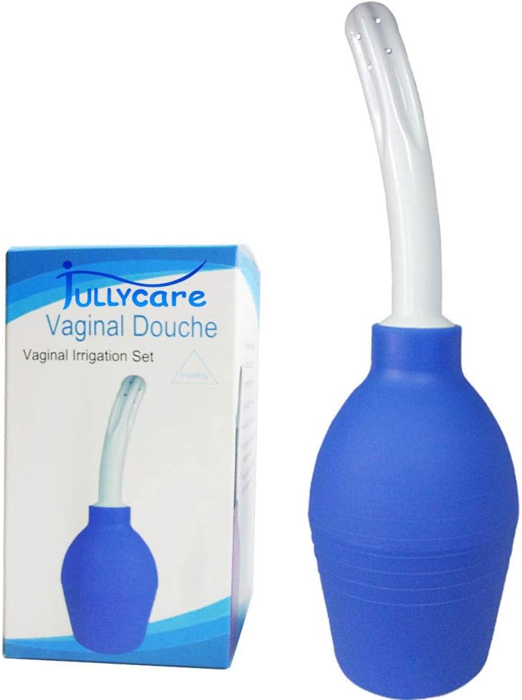 Enema Bulb, Jullycare Douche for Men Women Enema Kit with Certificate Comfortable Medical Kits Anal Cleaner Silicone Douche with 3 Replaceable Nozzle (Blue)…