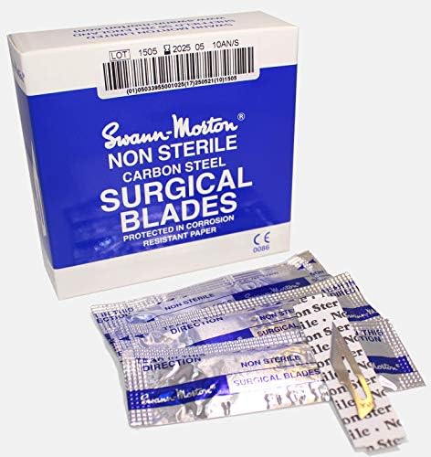 Genuine Swann Morton Non-Sterile Blue Box Scalpels CE # 6, 9, 10, 11, 12, 12d, 13, 14, 15, 15A, 15C, 15T, D/15, 16, 18, 19, 20, 21, 22, 22A, 23, 25, 25A, 27 (No 10A)