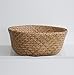 dufmod Small Natural Woven Seagrass Tote Belly Basket for Storage, Laundry, Picnic, Plant Pot Cover, and Beach Bag (Zigzag Chevron Natural Seagrass, Small)