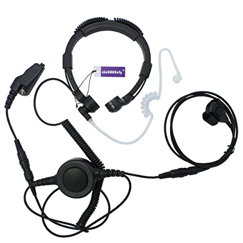 abcGoodefg® Tactical Military Police FBI Bodyguard Flexible Throat Mic Microphone Large PTT Covert Acoustic Tube Earpiece Headset for Multi-Pin Kenwood Radio TK-2140 TK-2180 TK-385