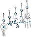 ORAZIO 5PCS 14G Belly Button Ring for Women Stainless Steel Dangle Navel Rings Screw Body Piercing