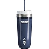 Zoku Instant Iced Coffee Maker, Reusable Beverage Chiller Cools Hot Beverages in Minutes Without Dilution, Portable 11-ounce Tumbler With Spill-resistant Lid and Straw, Grey