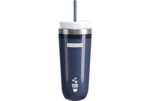 Zoku Instant Iced Coffee Maker, Reusable Beverage Chiller Cools Hot Beverages in Minutes Without Dilution, Portable 11-ounce Tumbler With Spill-resistant Lid and Straw, Grey