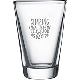 Hat Shark Funny Shot Drink Quote - Shot Glass Sets, 1.75oz Laser Etched Engraving Glassware Gift For Home Bar, Men, Women, Birthdays, or Decor (Sipping My Way Through Life (SINGLE))