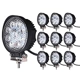 LEDKINGDOMUS LED Light Bar 27W 4" LED Light Pods Flood Round Work Light Offroad Light Led Fog Light Truck Light Driving Light Boat Lighting for Truck Pickup Jeep SUV ATV UTV, Pack of 10
