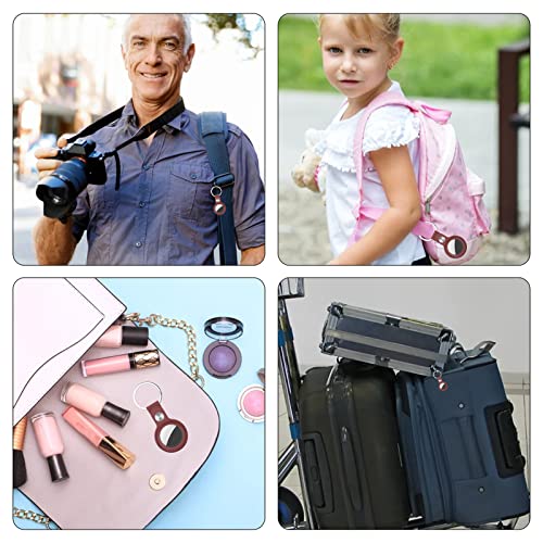 droperprote Protective Leather Case for AirTags,Durable Anti-Lost Anti-Scratch Holder Case for Airtag with Keychain Ring Compatible with Apple Air Tag 2021 for Pets,Keys,Luggage [Red/Wine 2 Pack]