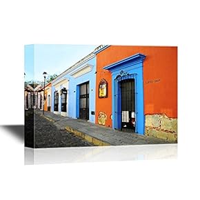 Doors Typical Old Empty Street in Oaxaca Mexico