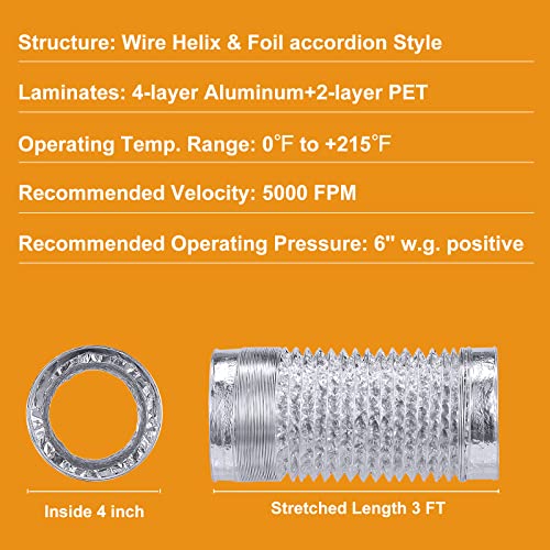 Heavy Duty 4"Flexible Dryer Vent Exhaust Duct Hose 3 Feet photo 8