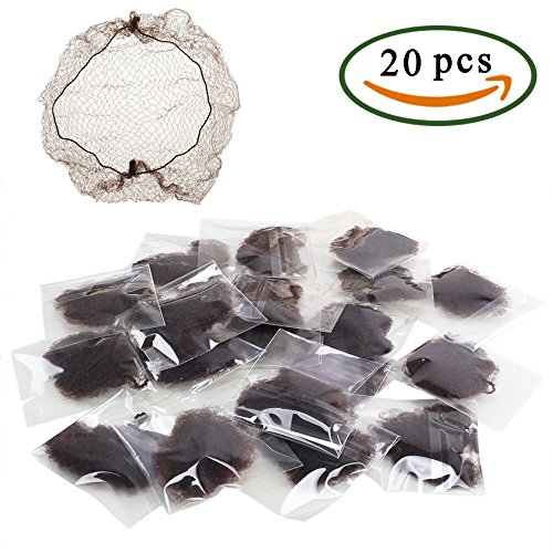 FJSM Nylon Invisible Mesh Hair Bun Net Cover Hair Weaving Bulk Net 50cm Elastic Edge for Ballet Dance Cooking Horseriding (20pcs) (Coffee)