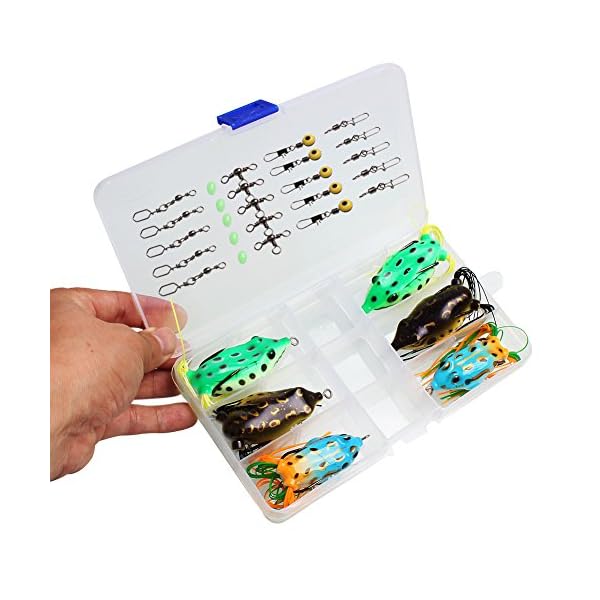 Sougayilang-6Pcs-Hollow-Frog-Fishing-Lures-Soft-Topwater-Baits-with-Tackle-Box-For-Bass-Snakehead-Saltwater-Freshwater-Fishing Sougayilang-6Pcs-Hollow-Frog-Fishing-Lures-Soft-Topwater-Baits-with-Tackle-Box-For-Bass-Snakehead-Saltwater-Freshwater-Fishing