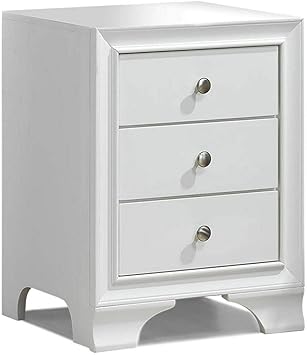 Amazon Com White 3 Drawers Nightstand With Usb Charging Ports End
