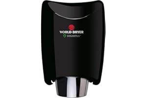 World Dryer K-162 SMARTdri High Efficiency Intelligent Automatic Hand Dryer with Aluminum Cover in Black Multi-Port Nozzle, 110-120V