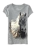P.S. From Aeropostale Unisex-Child Shimmer Horse Graphic T Shirt 14 Light Heathe