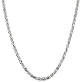 Savlano 925 Sterling Silver 3mm Solid Italian Rope Diamond Cut Twist Link Chain Necklace With a Gift Box For Men & Women - Made in Italy