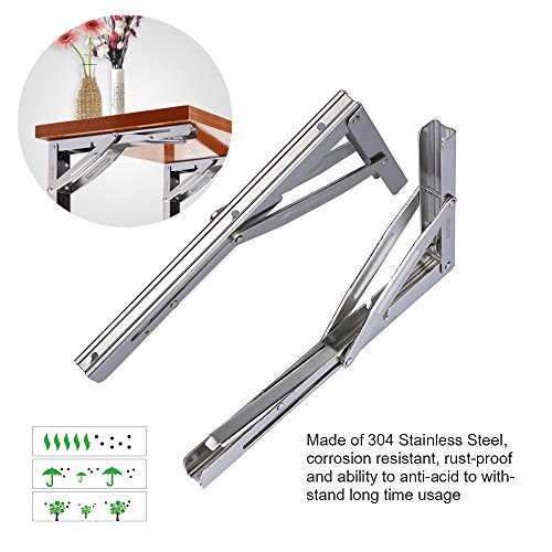 Goture Stainless Steel Folding Shelf Bracket Heavy Duty Wall Mounted