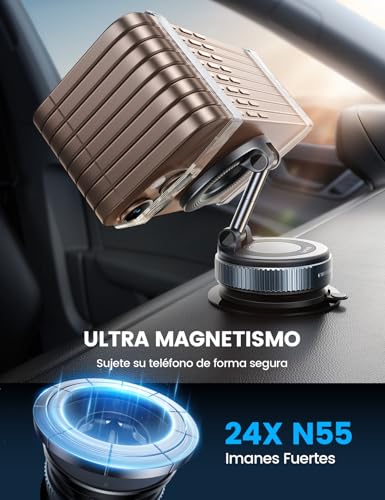 Lamicall Soporte para Celular Automovil - [Ventosa de Vacío Ultra Fuerte] para mag Safe Porta Celular para Auto, Giratorio 360° para Tablero o Parabrisas, para iPhone 17 16 15 Pro MAX, Galaxy