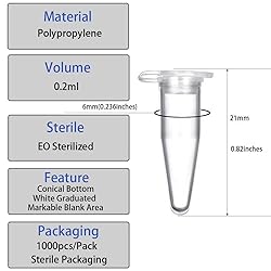 BKMAMLAB 0.2ml Microcentrifuge Tubes 1000