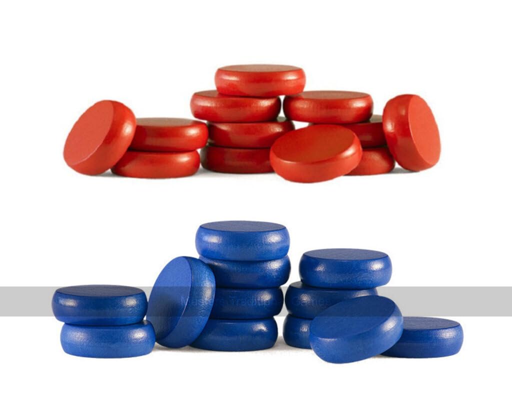 Set of Crokinole disks (12 blue, 12 red plus 2 spares)