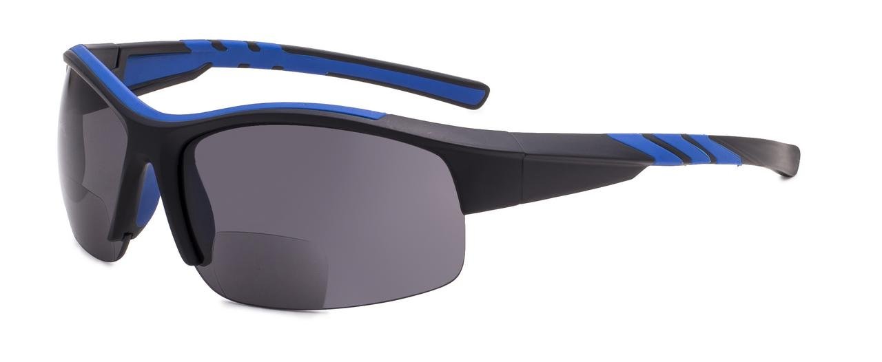 Eyekepper TR90 Unbreakable Sports Bifocal Half Rimless Sunglasses Baseball Running Fishing Driving Golf Softball Hiking Black-Blue Frame +2.5