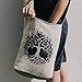 Tree of Life Canvas Crossbody Sling Purse with Tranquil Boho Stripes, Made with Hemp and Cotton, Great For Festivals, Beach, Everyday Wear & More One Size