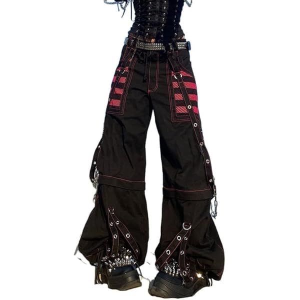 パンツ mountain research 23ss not bondage pants Men Gothic Bondage Reflective Men Pant Alternative Punk Rock