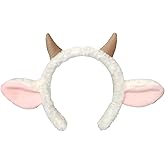 JazSwirl Sheep Ears Headband, Plush Sheep Ears Headband for Adults, Halloween Sheep Ears, Soft Lamb Ears Headbands for Costume Parties and Cosplay