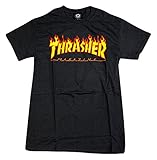Thrasher Flame Short Sleeve Skateboard T-Shirt Black