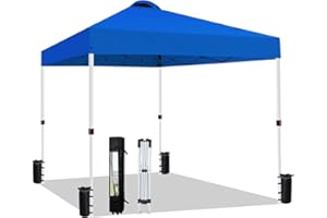 SAILARY 10x10 Heavy Duty Pop up Commercial Canopy Tent Instant Sun Shelter with Roller Bag, Bonus 8 Stakes and 4 Ropes, Blue