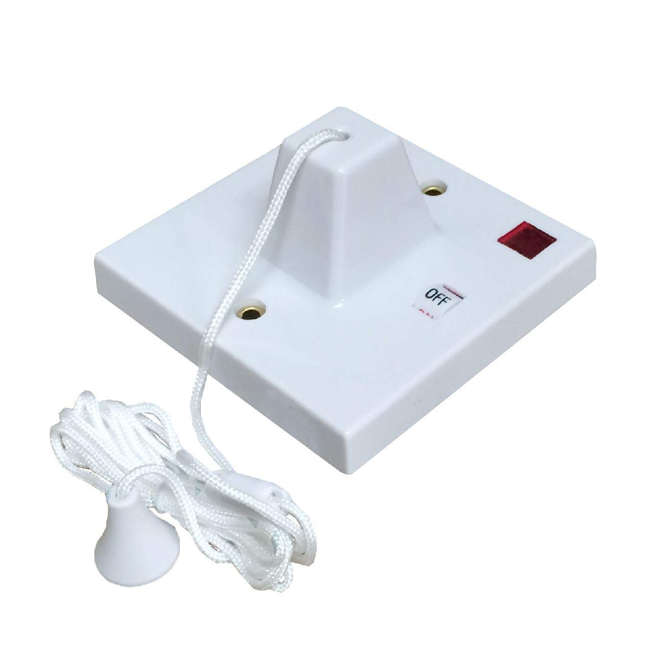 Shower Ceiling Pull Cord Electrical Switch, 45 Amp Double Pole with Neon Light
