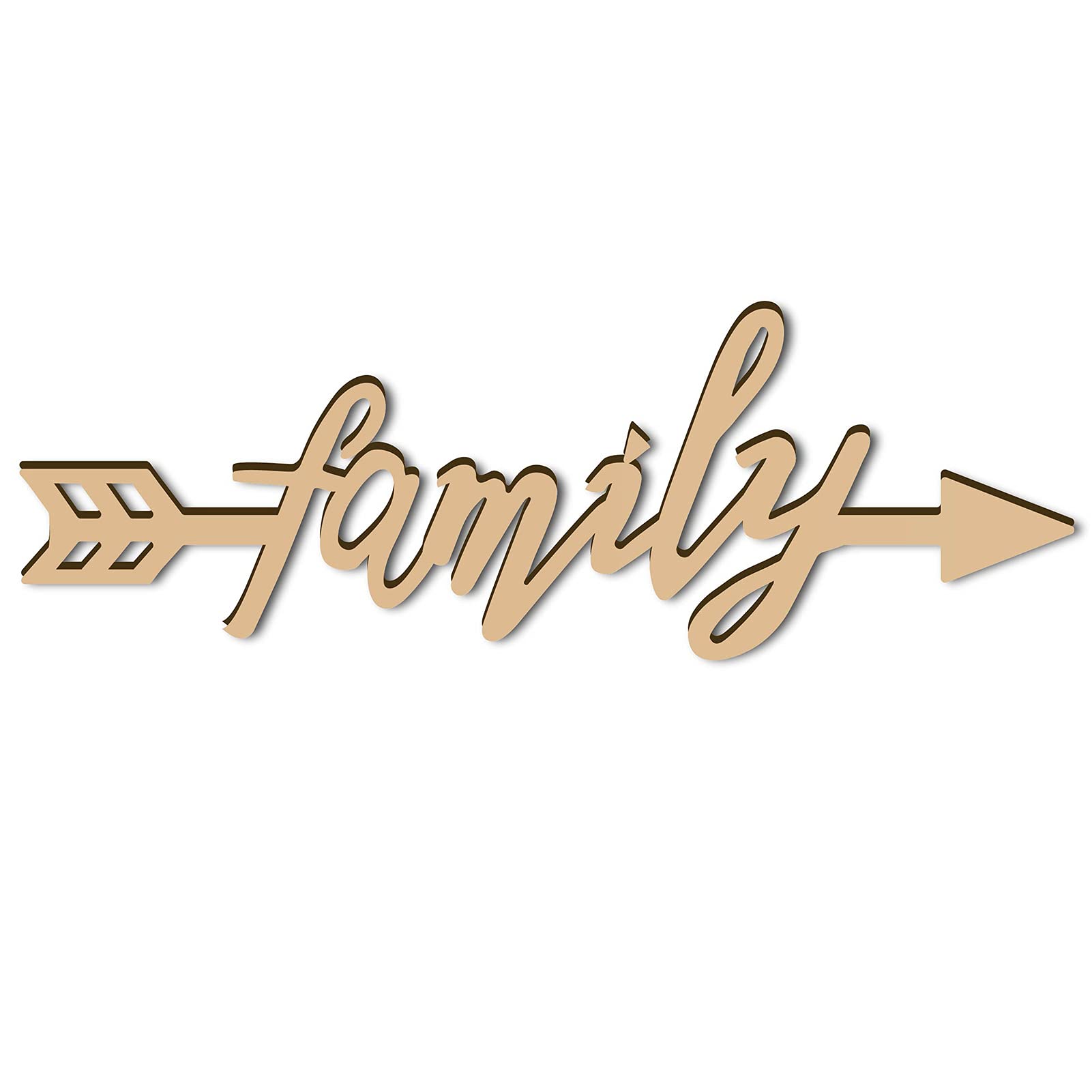 CREATCABIN Laser Cut Wood Sign Wall Art FAMILY Letter Sign Arrow Decorative Wall Sculpture Hanging Decor Unfinished For Housewarming Door Wall Room Decoration 280 x 90 x 6mm