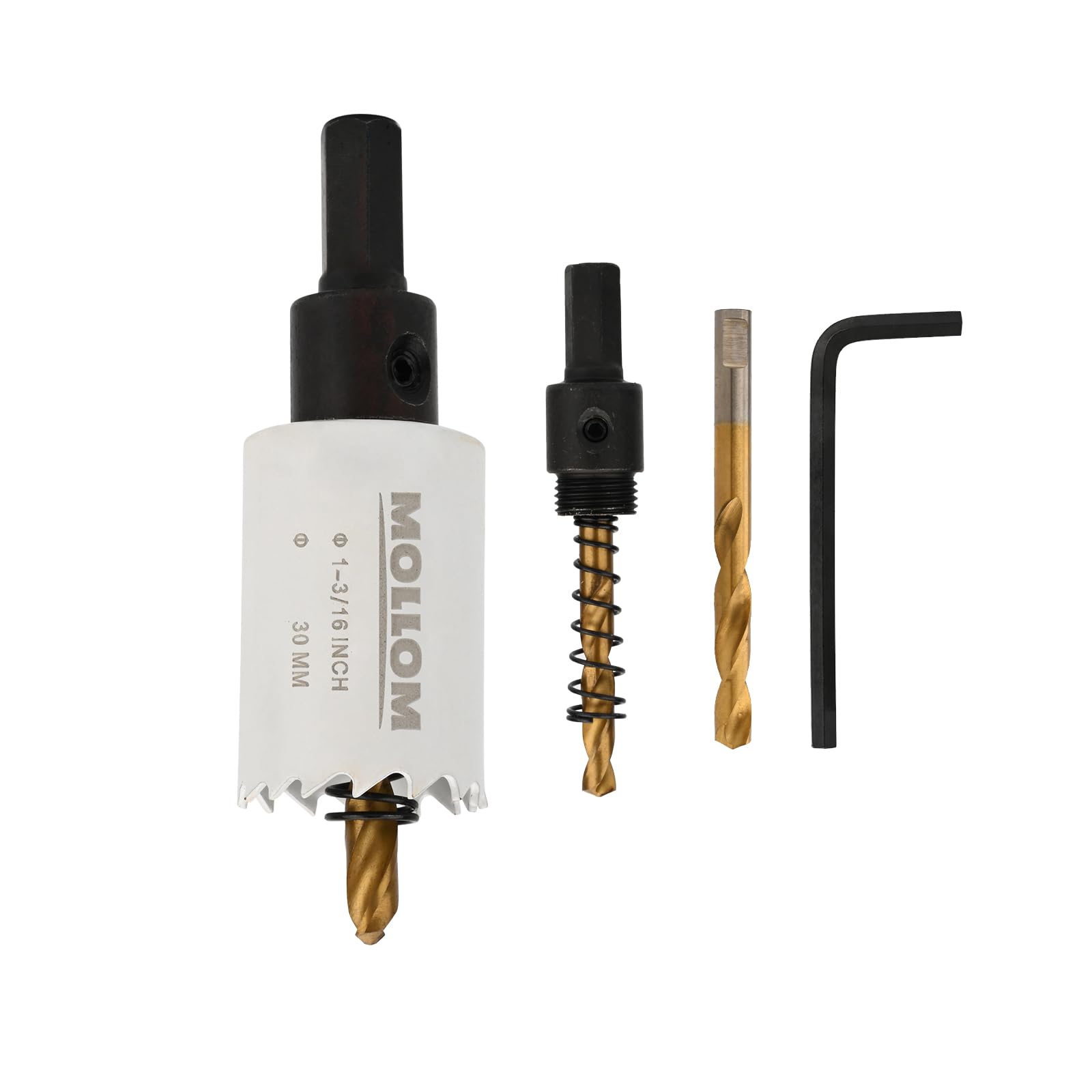 Mollom (30mm | 1-3/16") HSS M42 with 8% cobalt BI-Metal Hole Saw with 2 Pilot Drill Bits & Arbor Smooth Cutting for PVC,Drywall,Wood,Plastic,Gypsum Board,Rubber — image 1