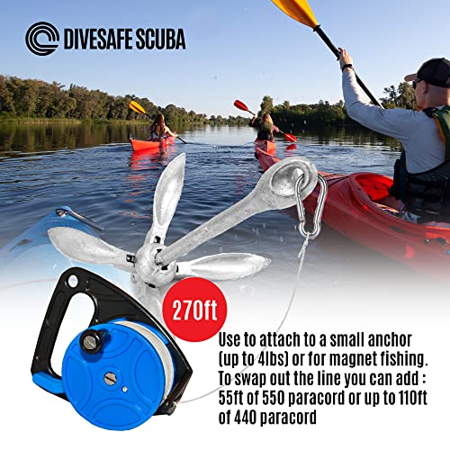 DiveSafe Scuba Diving Reel with Thumb Stopper and High Visibility White