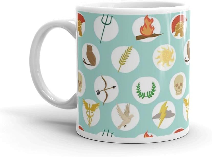 Greek Gods Mythology Repeat Pattern - Percy Jackson Inspired Mug 11 Oz White Ceramic