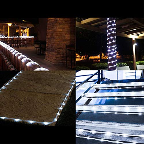 image for LiyuanQ Battery Rope String Lights, 2 Pack 100 LED Waterproof Rope Str