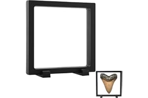 STUFOOL 7.1 Inch Megalodon Shark Tooth Display Case, 3D Floating Frame Display Case for Megalodon Shark Tooth, Fossil, Rock, Gemstones, Specimens,Jewelry
