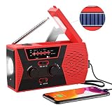 2019 Upgraded Version Emergency Solar Hand Crank Radio, Portable AM/FM NOAA Weather Radio for Outdoor Household Emergency Device, LED Flashlight, Reading Lamp, 2000mAh Power Bank USB Charger SOS Alarm